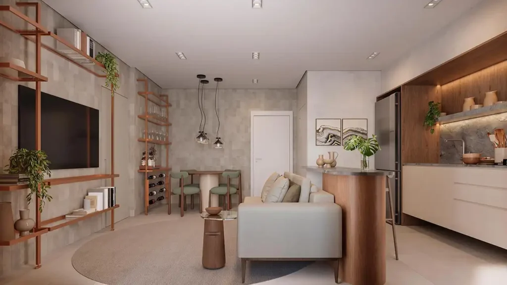 052 living — Alameda Mará - Residencial - Breve Lançamento (Gamaro), 2-3 quartos em Indianópolis