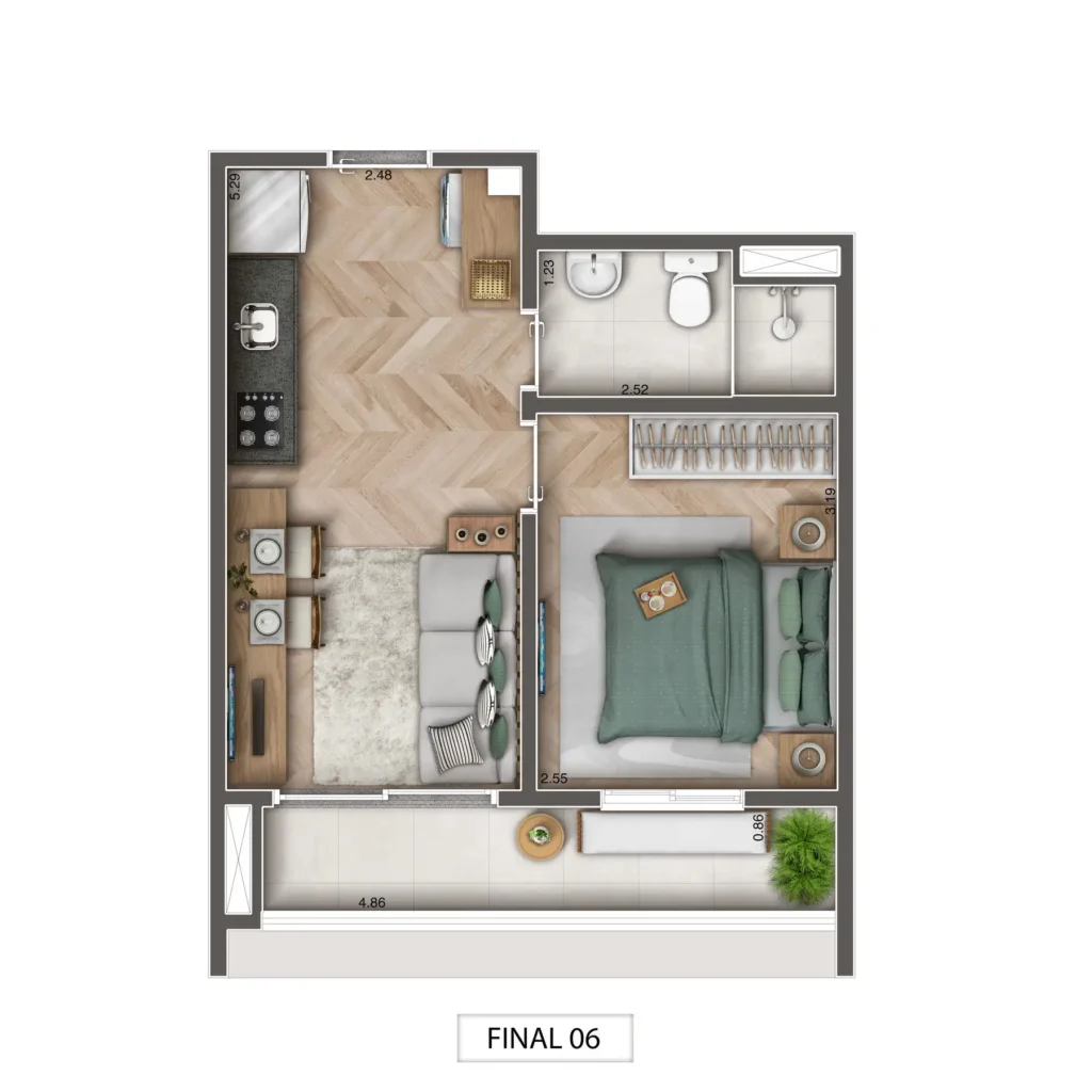 Apartamento 1 quartos 35m² em Mirandópolis — planta Ori Praça da Árvore - Residencial
