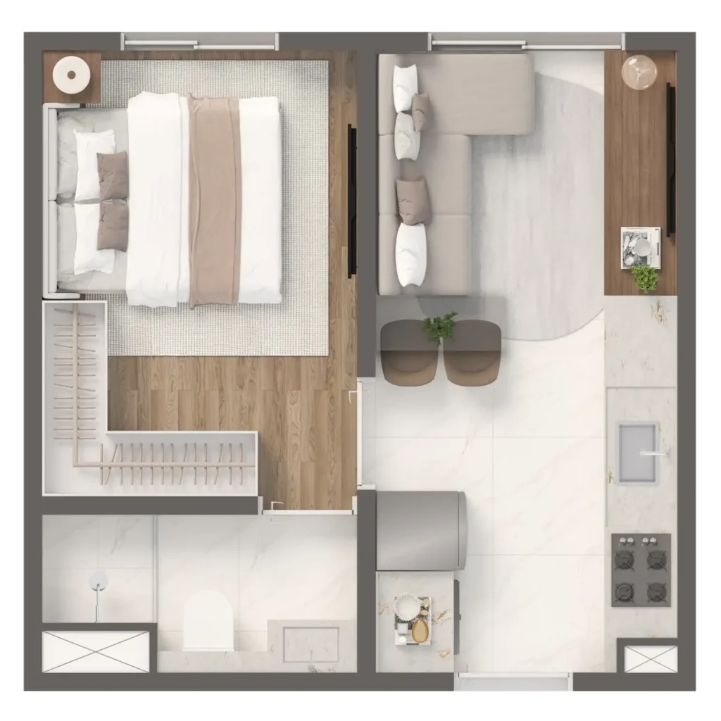 Apartamento 1 quartos 25m² em Jurubatuba — planta Vivaz Nações Unidas 2