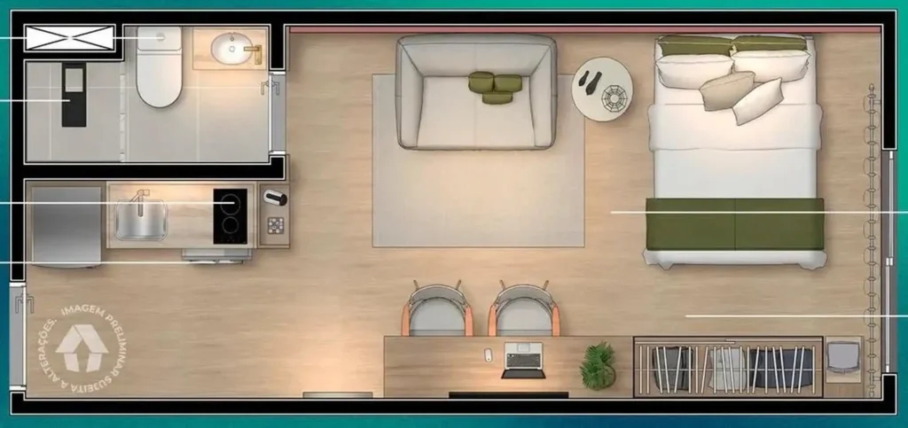 Apartamento 1 quartos 25m² em Socorro — planta Metrocasa Clube Guarapiranga - Fase 1