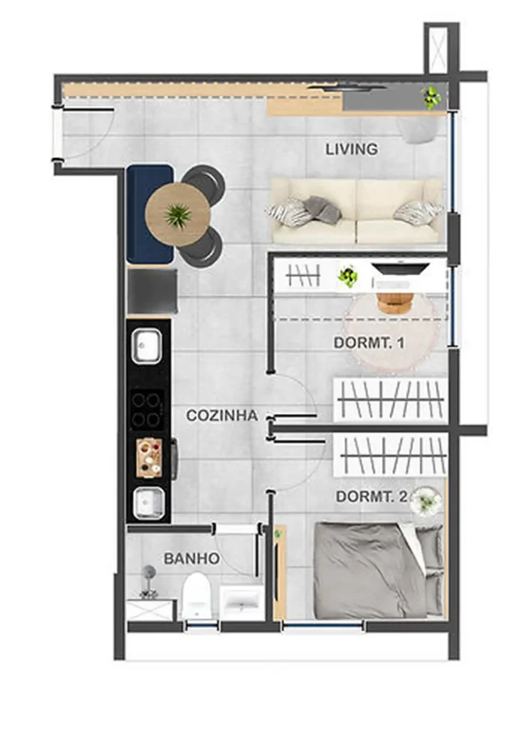 Apartamento 2 quartos 40m² em Vila Guedes — planta Viva Mutinga