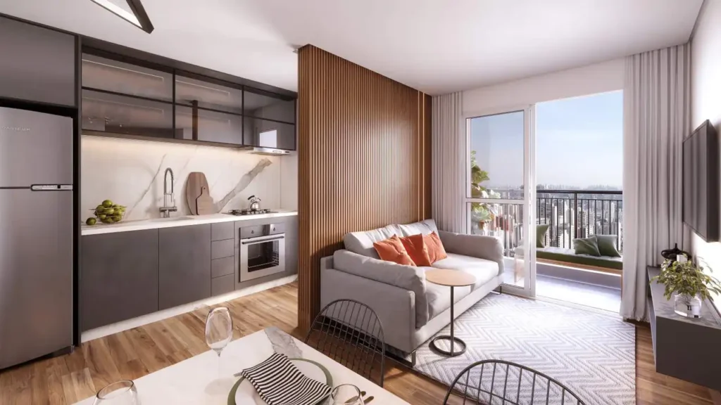 050 living Mirage João Dias Jardim Santo Antônio — 2 quartos 33-34m², Construlike